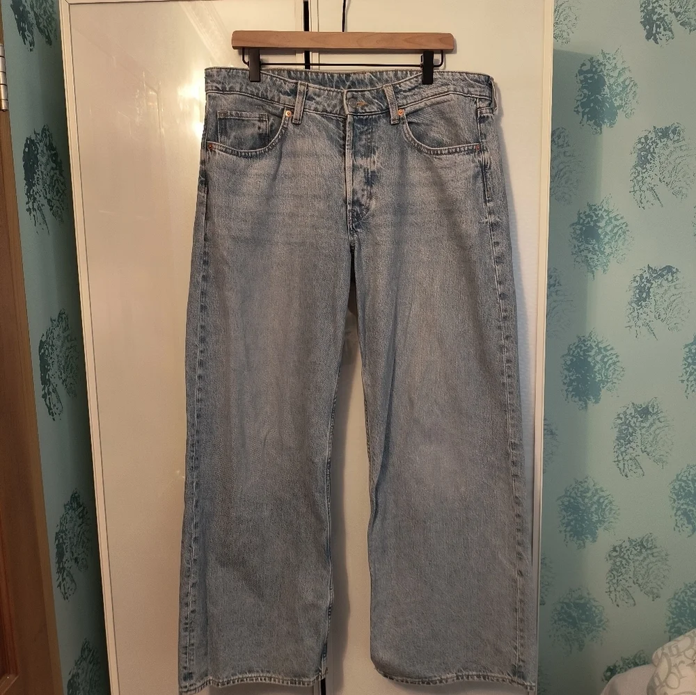 H&M Baggy Whide Liose Fit Blue Jeans Pre-owned Sz 10